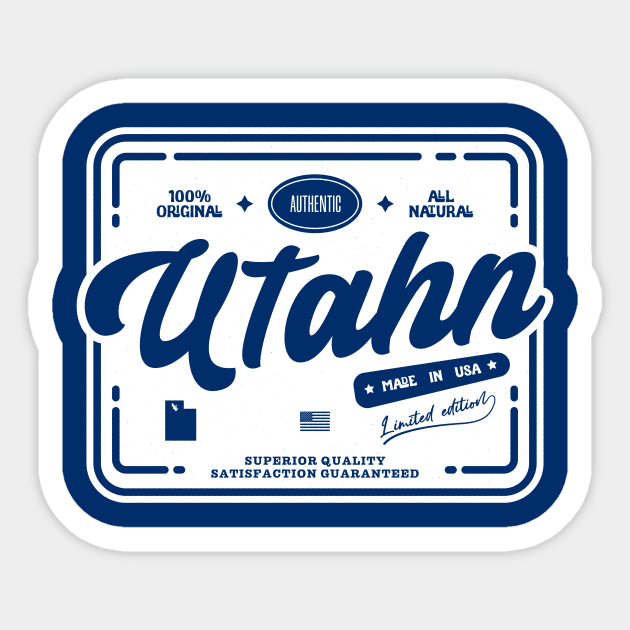 Authentic Utahn Cool Vintage Label Print Utah Resident Gift Sticker by Space Surfer 